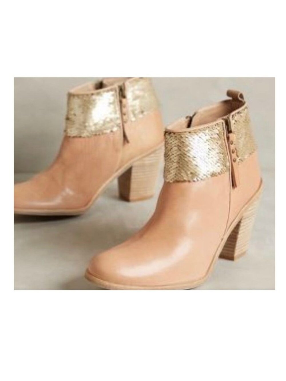 anthropologie hoss intropia diana Gold Beige Neutral Nude booties Spain US6 EU36